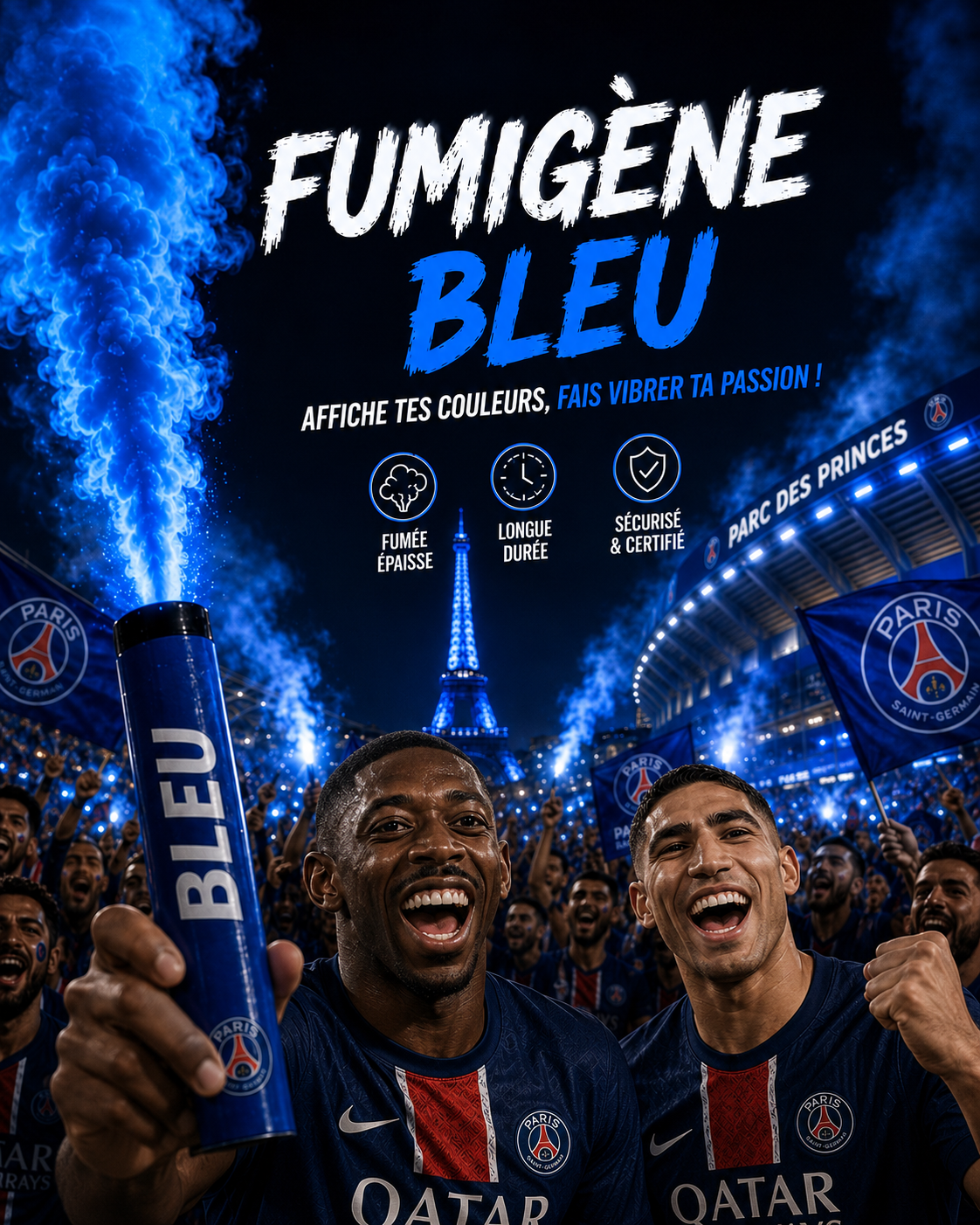 Fumigène Bleu Intense - Spécial Finale PSG